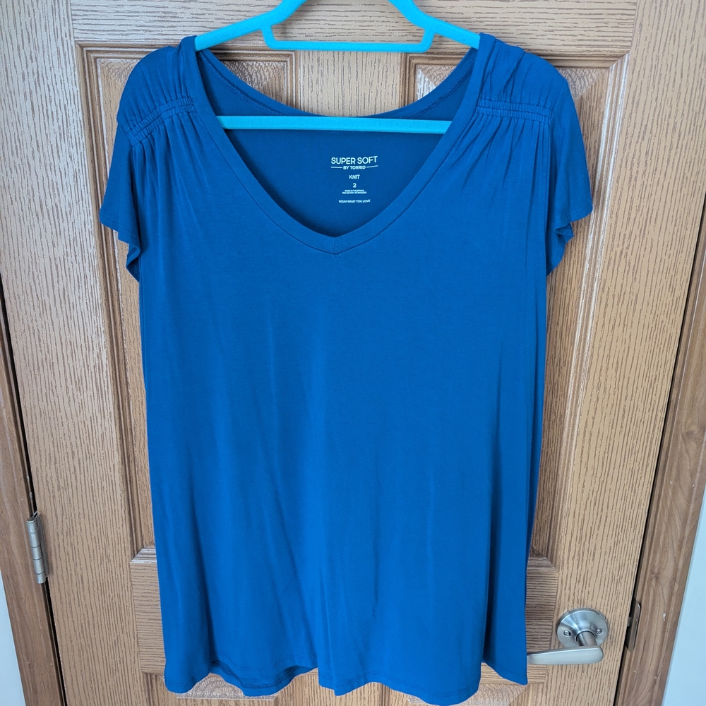 Women's Blue Short Sleeve Top